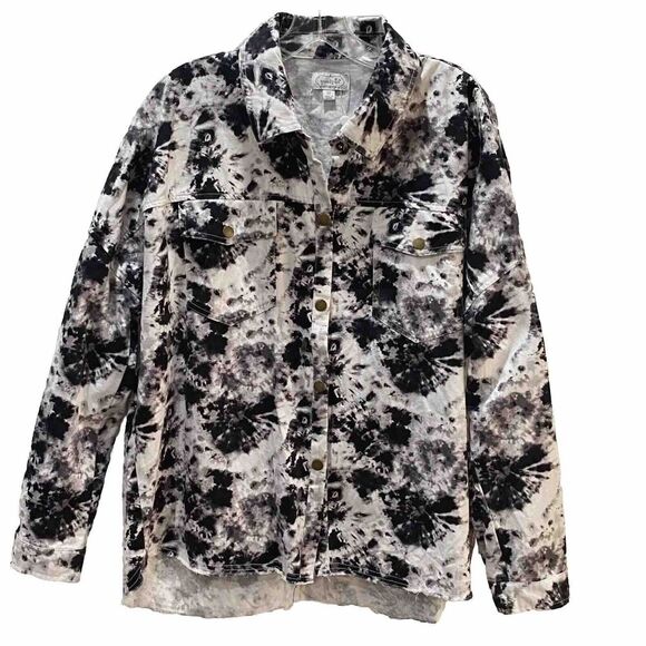 Mudpie Sterling Shacket Black‎ Tie Dye Jacket Shacket NWOT Size M - Picture 1 of 12